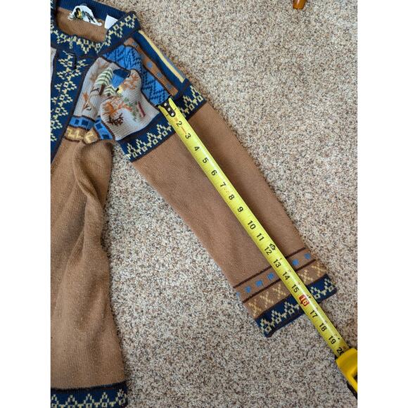 Vintage 1980s Knit Cardigan Sweater Sm Brown Open Front Wrap Belted Cottagecore - Picture 12 of 13